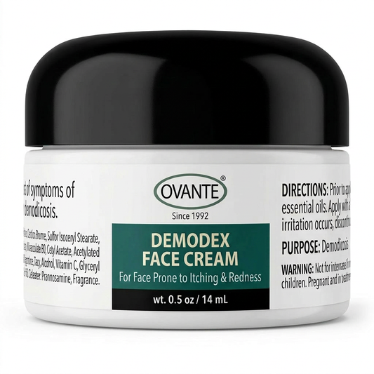 Ovante Demodex Control Face Cream – Extra Strength Face Cream for Demodex Prone Skin, Rosacea, Redness & Sensitive Skin | 0.5 oz