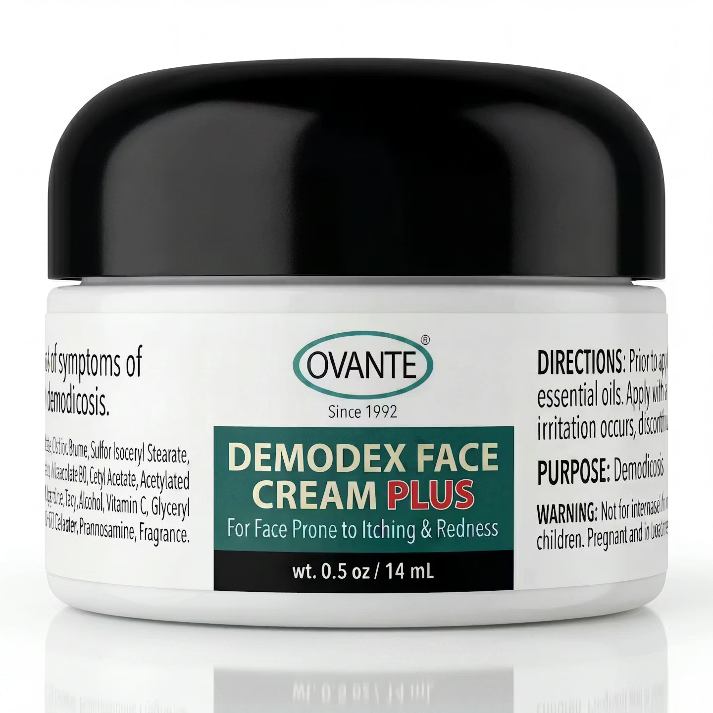 Ovante Demodex Face Cream Plus – Facial Cream for Demodex-Prone Skin, Face Mites, Redness, Bumps & Itchy-Looking Skin