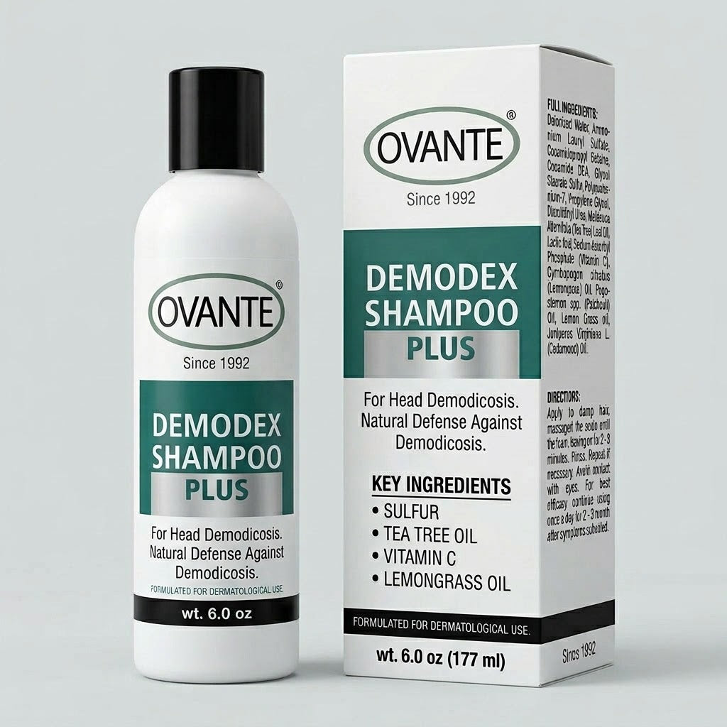 Ovante Demodex Shampoo Plus+ for Scalp & Head – Tea Tree, Sulfur & Lemongrass Scalp Support Shampoo – Extra Strength Formula – 6 oz